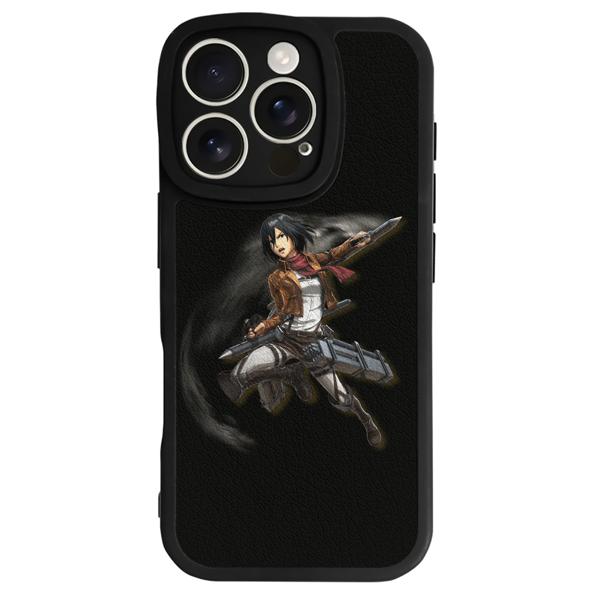 （画像用） 進撃の巨人 ミカサ·アッカーマン Attack on Titan Mikasa Ackerman 【iPhone 16シリーズ対応】シリコンスマホケース（レザー調） 材質：シリコン
